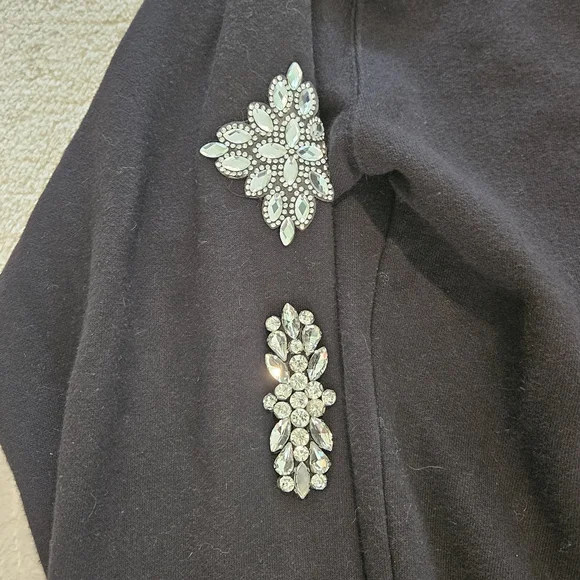 Bobby Carr Black Embellished Crewneck Sweatshirt Size S Crystals Whimsigoth - Picture 4 of 10